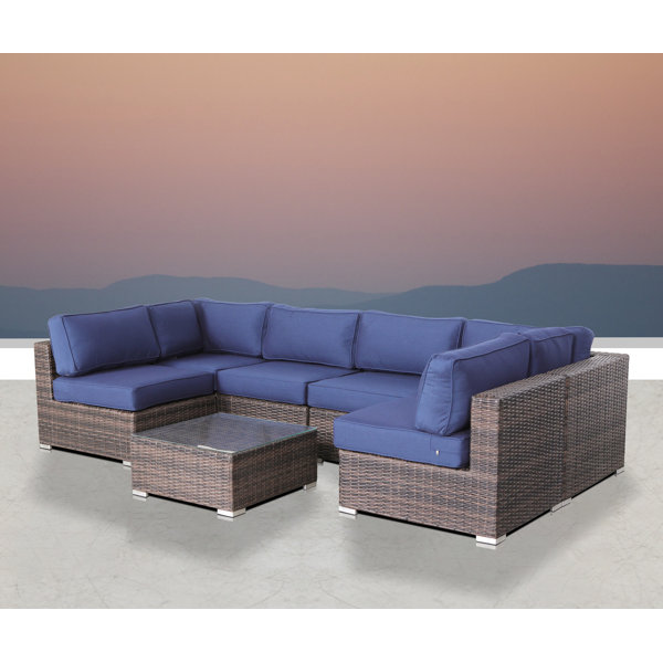 LivingSourceInternational Fully Assembled 7 Piece Rattan Sectional
